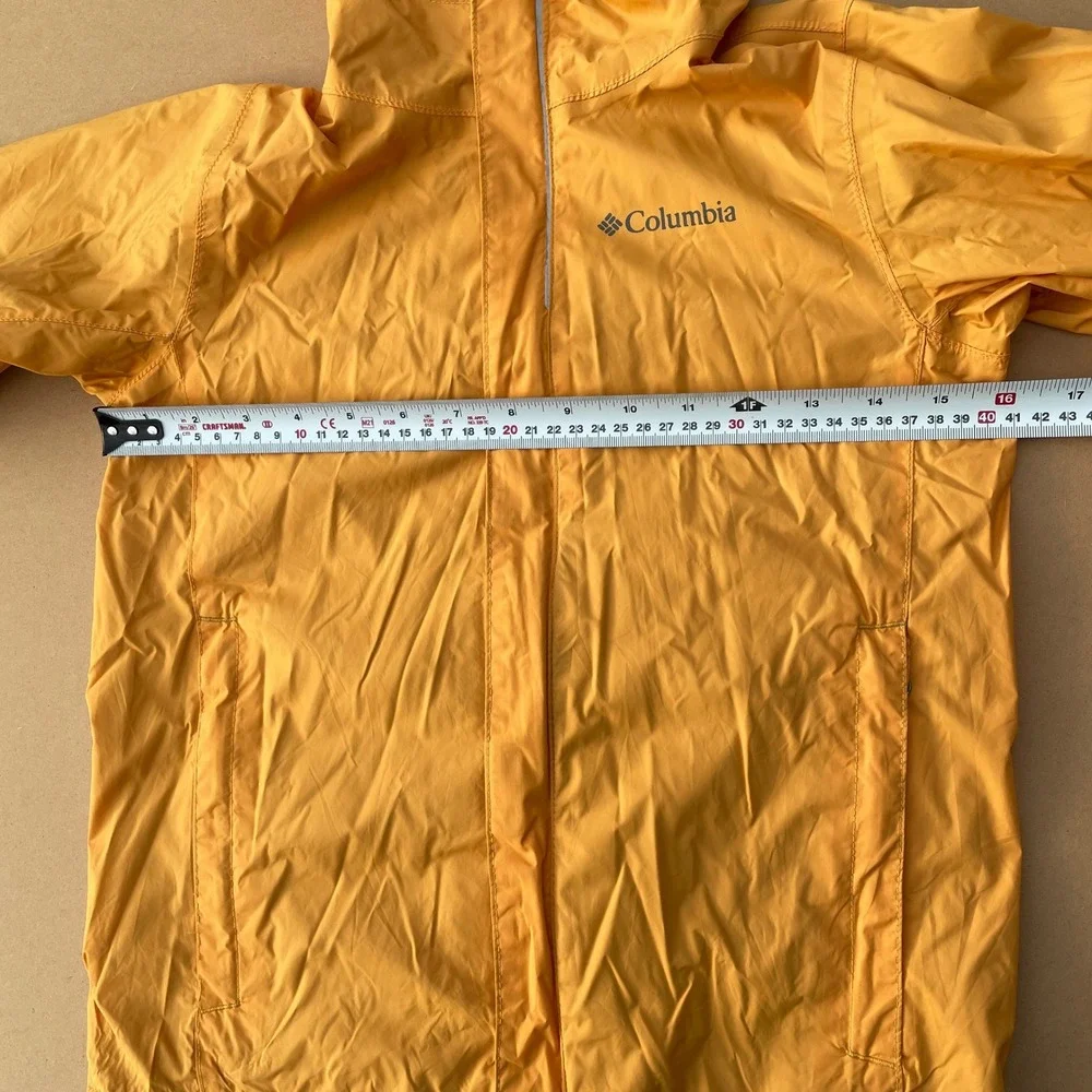 Columbia Rain Jacket Kids S (8) Yellow Hiking Outdoor Omni-Tech Windbreaker